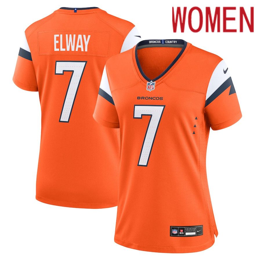 Women Denver Broncos 7 John Elway Nike Orange Retired Player Game NFL Jersey